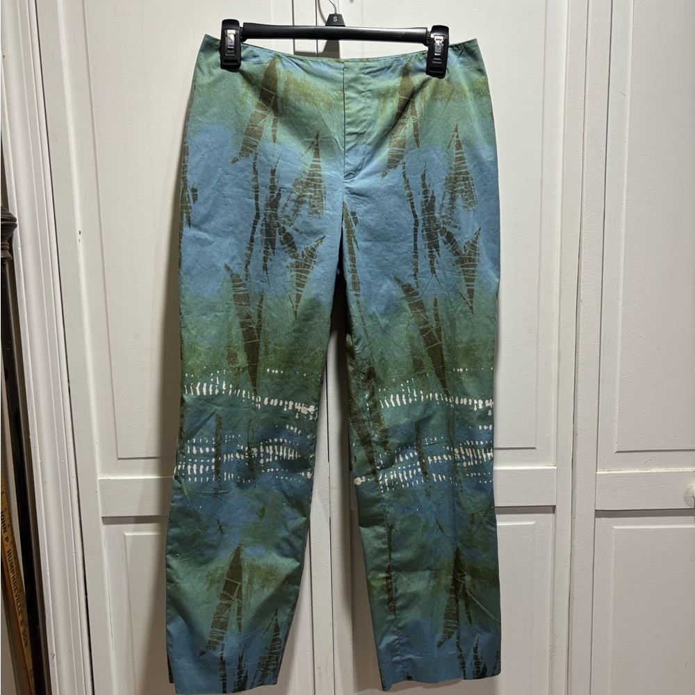 Ellen‎ Tracy Blue and Green Patterned Women’s Chinos